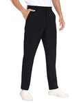 MoFiz Pantalon de Golf Homme Extensible Pantalon de Bureau Sport Coupe Ajustée Taille Élastiquée Intégrée avec 5 Poches Noir 38W / 31L