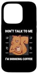 Coque pour iPhone 14 Pro Squirrel Don't Talk To Me I'm Drinking Coffee Style japonais