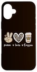 iPhone 16 Plus Cute Leopard Peace Sign Love Coffee Heart For Cafe Lovers Case