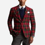 Polo Modern Plaid Wool-Blend Sport Coat - Red/Green Multi