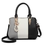 Miss Lulu Handbags for Women Shoulder Bags with Pearl and Bow Charm Top Handle Bag with Removable Shoulder Strap