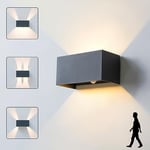 CELAVY LED Applique Murale Extérieur Intérieur avec Détecteur de Mouvement, IP65 Étanche Luminaire Extérieure, Moderne Lampe Mural 3000K, Réglable Éclairage Lumière d'Extérieur, Gris Foncé