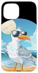 Coque pour iPhone 15 Costume d'oiseau de mer cool avec lunettes de soleil pour oiseaux de vacances