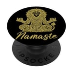 Namaste Lion avec mandala amusant pour le yoga et la méditation PopSockets PopGrip Adhésif