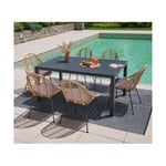 MILANUAIA - Ensemble table et chaises de jardin - 8 places - Gris Anthracite