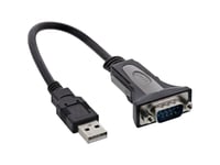 Inline 4043718121441, Usb A, Db9, 0,25 M, Svart