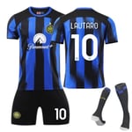 23-24 Inter Milan Hemmatröja Nr 10 Lautaro 9 Zeko Barn Vuxen Set - Fotbollströja - 10 med Strumpor 24(130-140cm)