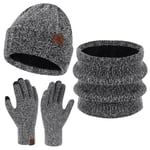 Femme Hiver Bonnet Chapeau Foulard Écran Tactile Gants Ensemble Imitation Velours Tricot Polaire Doublé Casquette Écharpe Gant Cadeaux pour Femmes