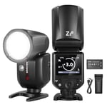 NEEWER Z2-N 2.4G TTL Round Head Flash Speedlite for Nikon, 76Ws 1/8000s HSS Speedlight with Upgraded UI, 2 Adjustable Modeling Lamps, TTL/M Quick TCM Switch, 7.2V/3000mAh Battery, 600 Full Power Flash