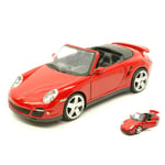 PORSCHE 911 (997) TURBO CABRIO 2005 RED 1:24 MotorMax Auto Stradali Die Cast