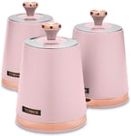 NEW Cavaletto Tea Coffee Sugar Storage Canisters Set in Pink & Rose Gold