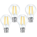 LEDYA Bayonet Light Bulbs 60W Equivalent, B22 LED Bulb Warm White, 8W 800lm, 360 Deg Beam Angle, Energy Saving Vintage Lamp, GLS Clear Filament Lights, Non-dimmable, Pack of 4