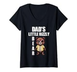 Womens Rizz Bear Dad's Little Rizzly Bear Funny Rizz Saying V-Neck T-Shirt