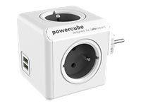 Allocacoc Powercube Original Usb - Kraftdistributionsenhet - Ac 250 V - Utgångskontakter: 4 (2 X Usb, 4 X Power Type E) - Frankrike - Vagnsgrå