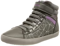 Geox Fille J Gisli Girl A Sneakers, Dk Grey/Cyclamen, 27 EU