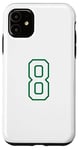 iPhone 11 Number #8 White Green Varsity Number Case