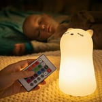 Veilleuse Enfant,Veilleuse Bebe,Veilleuse Chat LED Rechargeable,Lampe Portable Multicolore Fille,Lamp Silicone Tactile 7 Couleur avec