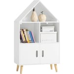 Sobuy - KMB58-W Bibliothèque Enfant Étagère de Rangement pour Livres et Jouets Étagère à Livres Armoire Meuble de Rangement sur Pieds avec 1 Regard