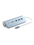 USB-C Aluminum USB Hub & Card Reader USB hub - USB 3.0 - 3 ports - Blå