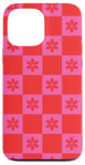 Coque pour iPhone 13 Pro Max Grand damier classique à carreaux orange et rose