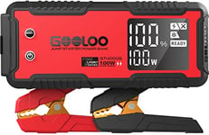 GOOLOO GT4000S Jump Starter 4000A 100W 2-Way Fast Charging, 12V Portable Car Battery Booster Pack,IP65 Power Bank Charger Box with Jumper Cables for all gasoline or 10L diesel engines