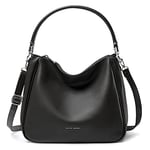 David Jones - Sac à Main Hobo Femme - Sac Porté Epaule Bandoulière Simili Cuir PU - Cabas Fourre-Tout Taille Moyenne avec Poignée Anse Longue - Mode Ville Classique Pratique Elégant - Noir