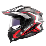 LS2, Casque Moto Cross Explorer Carbon Frontier II Gloss Red, XXL