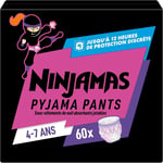 Pampers Ninjamas Pyjama Pants Girls, 60 Night Time Pants, 4-7 Years, 17-30kg