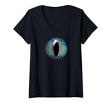 Womens Cats Eye Colorful Pupil Cat Eyes Halloween Spooky Funky Art V-Neck T-Shirt