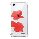 Evetane - Coque Silicone Compatible avec iPhone 7/8/ iPhone SE 2020/2022 - Protection Souple et Renforcée - Coins Antichocs - Fine et Transparente - Coque Arrière - Coquelicot