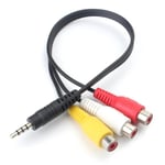 3,5 mm till RCA AV-videokabel 3,5 mm hane till 3 RCA hane stereo ljud- och videokabel