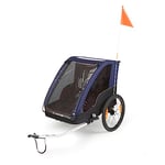 POLISPORT 8615000007 - Trailer avec Roues de 20'' pour vélos avec Un Maximum de 1 ou 2 Enfants d'une Hauteur de 1,05 m et Une remorque avec Une Charge maximale de 41 kg en Couleur Gris/Bleu