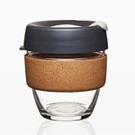 KeepCup Reusable Coffee Cup - Brew Tempered Glass and Natural Cork, S 8oz/227ml - Press