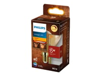 Philips Vintage - Led-Glödlampa Med Filament - Form: P45 - Klar Finish - E14 - 2.6 W (Motsvarande 15 W) - Flamljus - 1800 K - Guld