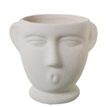 DRW Pot Visage en Céramique Beige Sable 14 x 14 x 17 cm