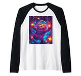 Cute Cat Astronaut Holding Stars Space Raglan Baseball Tee