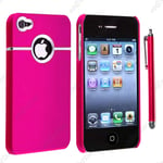 Housse Coque Rigide Silver-Line chrom� Rose  pour Iphone 4S 4 + Stylet