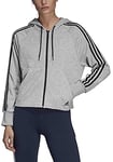 Adidas Women Must Haves 3-Stripes French Terry Full Zip Hooded Tracksuit Jacket - Medium Grey Heather, X-Large