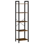 HOMCOM Étagère bibliothèque Style Industriel H154 cm 5 étagères Acier Noir Panneaux Particules Aspect Bois Vieilli