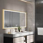 Frontlit Bathroom Mirror Gold Frame Demister & Touch Control | W1000 x H600mm