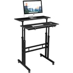 Soges - bureau debout Assis-Debout Informatique Roulant (Roulette Verrouillable) d'ordinateur Hauteur Réglable 67-115cm Multifonctionnel Bureau