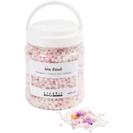 Wax Beads, mother-of-pearl, pastel orange, soft rose, light lilac, 425 g, hole size 1,3-2,5 mm, 700 ml/ 1 tub (977757)