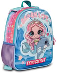 Mitama Sac à dos Spinny Asilo, double face avec double graphique, avec poche latérale porte bouteille, bleu clair, filles, école et loisirs, bleu ciel, Taglia unica, Sac à dos maternelle