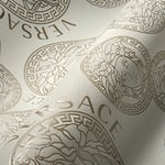 Versace Wallpaper 386103 Papier peint non-tissé de luxe Motif Medusa Blanc/beige nacré 10,05 x 0,70 m Fabriqué en Allemagne