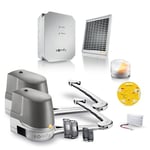 Somfy - Kit pour Motoriser Un Portail Battant avec Alimentation Solaire - avec Moteur Evolvia, 2 télécommandes, 1 feu Clignotant, 1 Batterie de Secours et Le Kit d'alimentation solaire Solarset