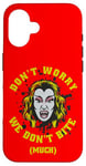 Coque pour iPhone 16 Graphique Vampire Horror We Don't Bite Much Blood