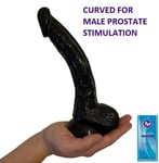 MALE PROSTATE ANAL DILDO 7.5 INCH Curved Slim with Suction Cup & Balls Sex Toy