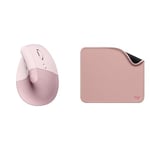 Logitech Lift Souris Ergonomique Verticale, Sans Fil, Bluetooth ou récepteur USB Logi Bolt + Mouse Pad - Studio Series, Tapis de Souris d'Ordinateur