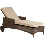 Chaise longue de jardin Atoll en résine tressée marron/ beige