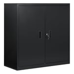 WOLTU Caisson Bureau, Armoire Bureau Métallique, Caisson de Rangement Verrouillable, avec Étagère Réglable, Meuble Rangement Bureau, Noir, L90xP40xH92cm, ASK12sz